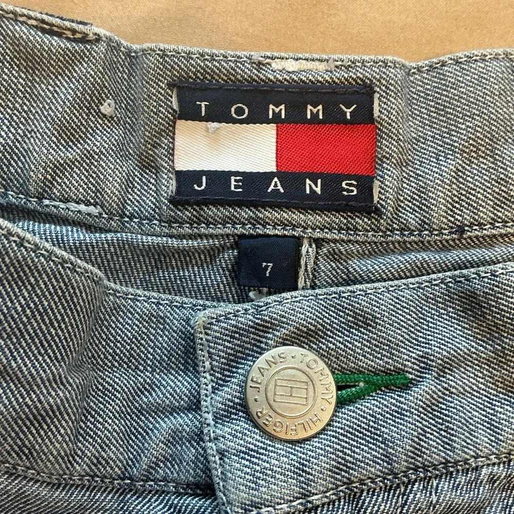 Tommy Hilfiger Vintage‎ Womens Sz 7 Shorts Patches Rare Flat Front Blue